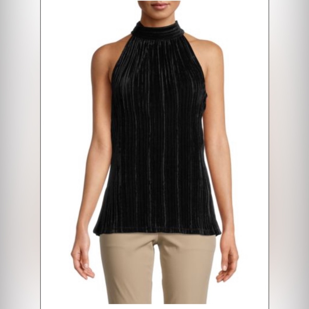 NWT Black velvet halter top Max Studio black velvet blouse size small